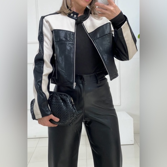 Mustard Seed Jackets & Blazers - NWOT Cropped Leather Moto Jacket